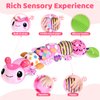 Baby Toys for 0-3-6-9-12 Months, Infant Stuffed Animal, Multi-Sensory Plush Toys, Tummy Time Musical Caterpillar Toy for Newborn, Soft Toys with Crinkle, Rattle and Textures, Birthday Gift for Girls