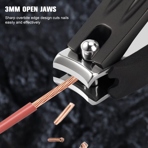 FERYES 3-in-1 Fingernail Clipper with No-Splash Nail Catcher and Metal Storage Box - Toenail Clipper with Nail File for Men & Women - Black