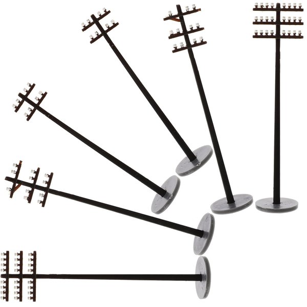 COHEALI Model Telephone Poles 6pcs Telephone Poles Trains Scenery Accessory Power Pole Telegraph Telephone Pole 1:87 Railroad Railway Model Diorama Traffic Sign Model Educational