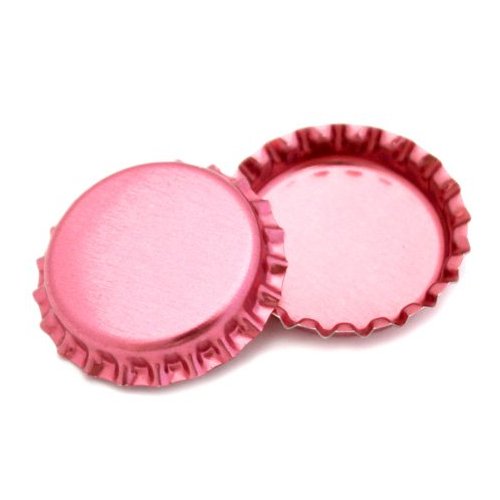 100 Pink Metallic Bottle Caps Shiny Colors Craft Linerless