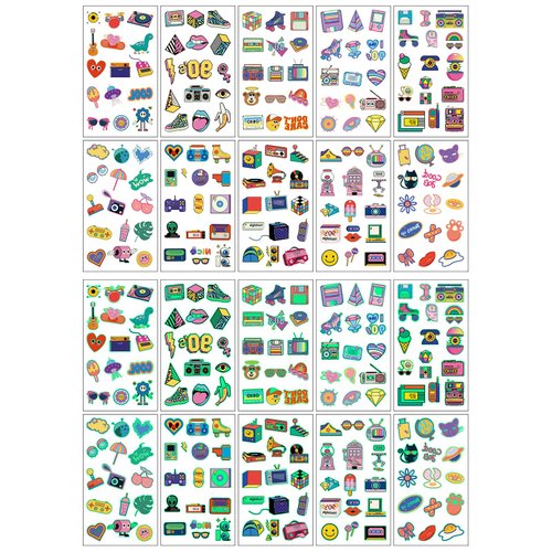 90s 80s Luminous Temporary Tattoos for Kids Teens Adults, Glow in the Dark Retro Party Supplies for Party Favors Disco Party Decorations School Prizes Carnival Christmas