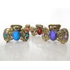 Generic Small bow shaped jeweled antique bronze hair claw clip Set B (Primary color: Blue), 1 Count (Pack of 1)