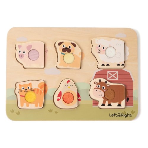 LEFT2RIGHT Wooden Puzzle for Toddlers 1-3 | montessori puzzle for 2 year old boy | Best Educational Puzzle Wooden for Motor Skills & Sensory Learning | Wooden Peg Puzzles for Toddlers 1-3 Farm Edition