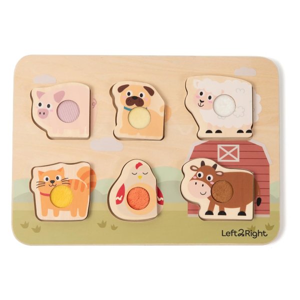 LEFT2RIGHT Wooden Puzzle for Toddlers 1-3 | montessori puzzle for 2 year old boy | Best Educational Puzzle Wooden for Motor Skills & Sensory Learning | Wooden Peg Puzzles for Toddlers 1-3 Farm Edition