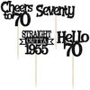 Ephlyn 24Pcs Happy 70th Birthday Cupcake Toppers Glitter Straight Outta 1955 Cupcake Picks Hello 70 Cheers to 70 Years Birthday Cake Decorations for 70th Birthday Anniversary Party Supplies Black