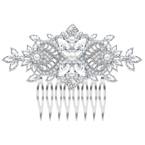 Wedding Hair Side Comb Art Deco Accessory for Women Prom Women's Silver Rhinestone Crystal Vine Bridal Comb, Brides Hair Comb