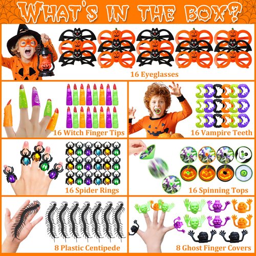 Halloween Party Favors for Kids, 176PCS Halloween Glasses Assortment Halloween Goodie Bag Fillers for Class School Non-Candy Halloween Trick or Treat Fillers Halloween Gifts for Prizes Party Supplies