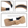 LUX TRENDS Set of 4 Straw Raffia Top Knot Headbands for Women Girls Hair Braided Headbands Knotted Turban Boho Wide Thick Top Knot Beach Summer Bohemian Hairbands