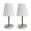 Simple Designs LT2013-WHT-2PK Sand Nickel Mini Basic Table Lamp with Fabric Shade 2 Pack Set