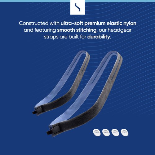 Replacement Headgear Strap for ResMed AirFit P10 Nasal Pillow CPAP Mask by Snugell - Blue (2-Pack) with 4 Adjustment Clips - Durable Premium Material