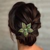 Casdre Flower Bride Wedding Hair Comb Silver Green Rhinestone Bridal Hair Piece Crystal Evening Party Hair Accessories for Women and Girls