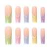 Foccna Long Press on Nails Square French Fake Nails Full Cover Acrylic False Nails Colorful Nails for Women and Girls 24PCS
