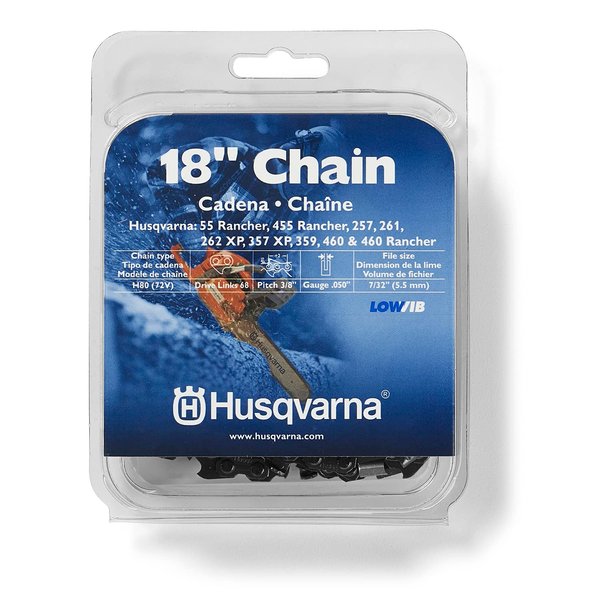 Husqvarna H-80 Chainsaw Chain, 18 inch, Orange/Gray