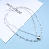 YienDoo Boho Layered Pearl Choker Necklace Chain Vintage Silver Heart Pendant Cuban Chain Necklace Rock Statement Pearl Heart Necklace Asymmetrical Pearl Strand Necklace Jewelry for Women and Girls