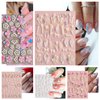 Flower Nail Art Stickers 5 Sheets 5D Nail Stickers Acrylic Embossed Engraved Manicure Nail Art Decorations Nail Decals Nail Art Supplies Pink White Floral Leaf DIY for Women and Girls (Pinky White)