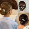 Rexnoz 18 PCS Pearl Hair Pins Bridal Hair Wedding hair Accessories, Pearl bobby pins, pearl pins for hair U shaped hair pins for Brides Bridesmaid Gril Women (Gold)
