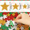 JULBEAR Star Foam Sticker, 300Pcs Christmas Glitter Star Shapes Foam Stickers for Kids Holiday Xmas Party Favors Toddler DIY Crafts Supplies Home Decorations(Red Green Gold Silver)