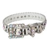 3/4" (20 mm) W Faux Zebra/Leopard Fur Rhinestone Dog Collar Size: M: 11"-13" Neck Color: White Zebra