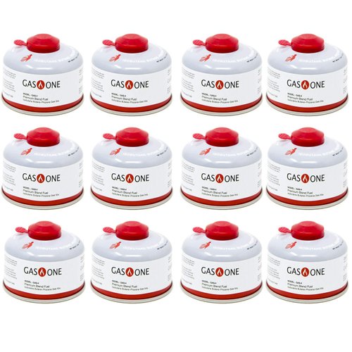 Gas One Camping Fuel Blend Isobutane Fuel Canister 100g (12 Pack)