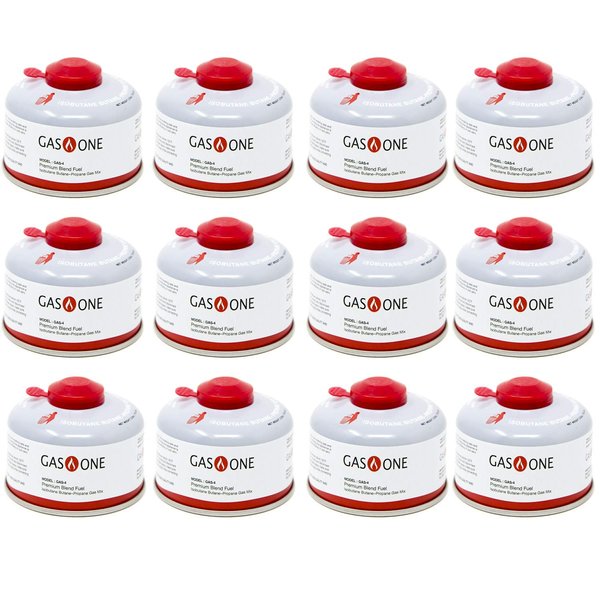 Gas One Camping Fuel Blend Isobutane Fuel Canister 100g (12 Pack)