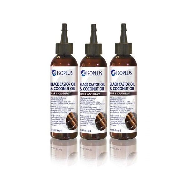 Isoplus Black Castor Oil & Coconut Oil Hair & Scalp Therapy Oil 4 oz 3 Pack