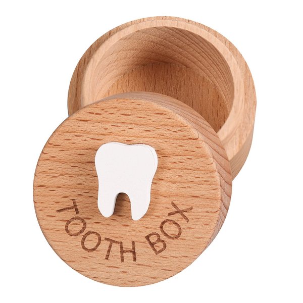 LUTER Tooth Fairy Box, 3D Wooden Tooth Box Keepsake Cute Tooth Holder Tooth Storage Box for Boys Girls