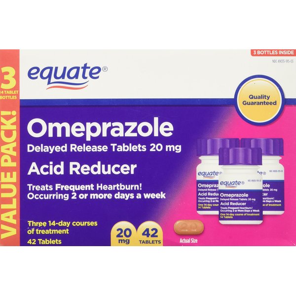 Equate Omeprazole 20 Milligram, Acid Reducer, Delayed Release, 42 Tablets
