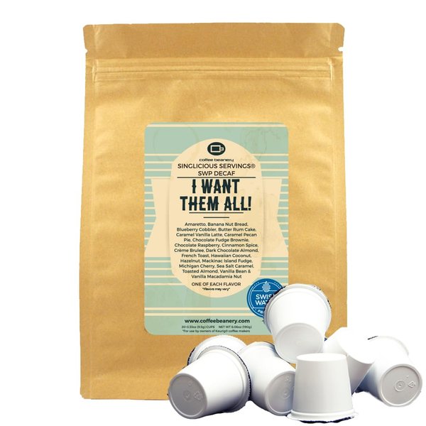 Decaf I Want Them All Coffee Pod Variety Pack by Coffee Beanery | 20ct Flavored Decaf Coffee Pods Medium Roast Coffee Pods| 100% Specialty Arabica Coffee| Gourmet Coffee Pods