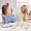 Ehome Wooden Makeup Toy Set, Wooden Salon Toys Toddler Pretend Makeup Kit for Little Girls Princess Gift Wood Play Make Up Beauty Set Toys for Girls Age 3 - 9 Birthday Christmas
