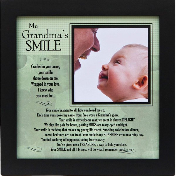 The Grandparent Gift Company- 8”x 8” Black Wooden Table Top or Wall Frame- “My Grandma’s Smile”- Sentimental Gift