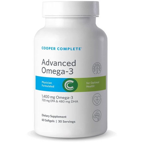 Cooper Complete - Advanced Omega 3 - Fish Oil Supplement, Concentrated EPA + DHA Omega-3 Fatty Acids 1400 mg - 60 Softgels per Bottle. Pack of 3