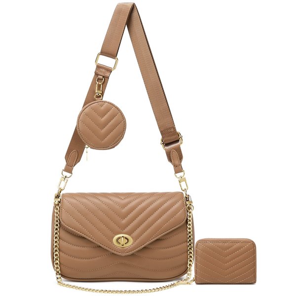 Brown Purse Crossbody with Coin Purse for Women Quilted Small Purses Shoulder bag for Women Lightweight Cross body Bags Trendy Purse and Handbags