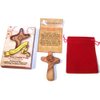 No Greater Love ... Olive wood Comforting Cross engraved with Crown of Thorns and Heart of our Lord Package. Comes with gift box,Velvet bag & Lord's Prayer card - 3" Cross