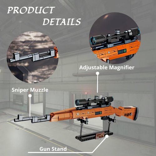 WULOBOOI 98K Gun Building Blocks Set, 2 in 1 DIY Assembling Gun or Mech Model, 366 Pieces Bricks Collectible Military Weapon Toy Set Gift for Boys Adult or Firearm Fans