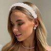 YISSION 1PC White Pearl Headband for Women Beaded Headbands Jeweled Hairband Fashion Thick Headband Wedding Bridal Headband Hair Accessories for Women Girls