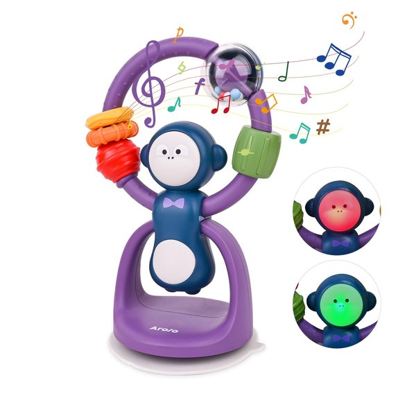 AROLO Baby Toys 6 to 12 Months: Luminous High Chair Suction Cup Toys - Infant Development Activity Toys with Music - Best Interactive Spin Toys for Boys and Girls
