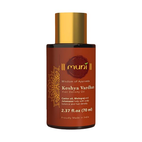 MUNI Ayurvedic Castor oil & Rosemary oil for Hair growth with Bhringraj, Coconut oil, Amla, Argan Oil, Brahmi. DHT Blocker for scalp treatment. Hair loss treatment for women & men, 2.37 fl oz