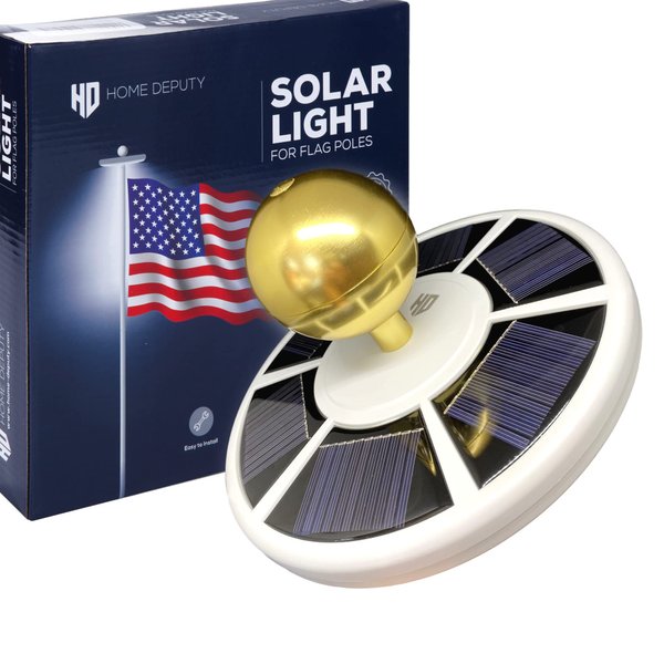 HOME DEPUTY Solar flag pole light - Solar flag light - 111 led - Brightest outdoor flagpole light for most in-ground flagpoles - Dusk to dawn lighting power - Pole topper - Rechargeable battery