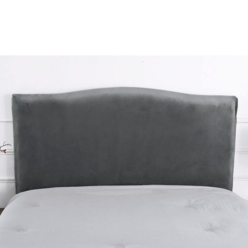 WOMACO Velvet Bed Headboard Slipcover Protector Stretch Solid Color Dustproof Cover for Bedroom Decor (Light Gray, 51" - 70")