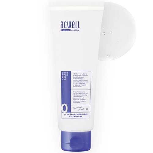 ACWELL pH Balancing Bubble-Free Hydrating Facial Cleansing Gel 5.4 fl.oz. - For Sensitive Skin, Hyaluronic Acid and Licorice Extracts, Non-foaming Cleanser for Skin Moisturization