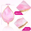 21 Pieces Nail Tools Kit, Resin Nail Palette Leaf Shape Mixing Palette and 20 Pieces Nail Design Brushes Golden Edge Resin Nail Holder Nail Gel Polish Colors Mixing Pallet (Pink)