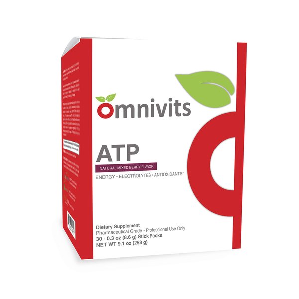 Omnivits ATP Natural Mixed Berry | Energy Electrolytes Antioxidants Drink | with Purenergy Blend, Quatrefolic, Methylcobalamin, Vitamins, Trace Minerals 30 Stick Pack (8.6g)