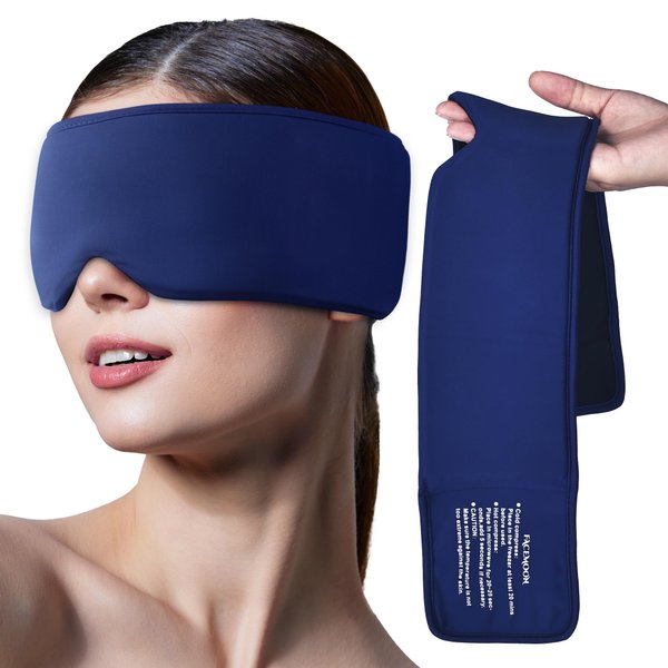 Cooling Gel Eye Masks for Cold & Warm Compress, Ice Cold Sleep Mask for Puffy Eyes, Dark Circles, Migraine & Headache Relief, Soft Thick Gel for Long-lasting Comfort for Eye Strain, Dry Eye(Blue)