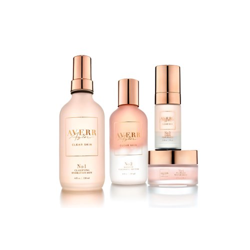 Averr Aglow - Clear Skin Kit - Acne Treatment - Dark Spot Remover - Blemish & Redness Control - Hydrating & Moisturizing - Rich in Minerals, Antioxidants & Vitamin A, C, D & E - Skin Care - 4 pc Set