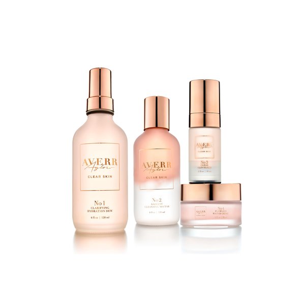 Averr Aglow - Clear Skin Kit - Acne Treatment - Dark Spot Remover - Blemish & Redness Control - Hydrating & Moisturizing - Rich in Minerals, Antioxidants & Vitamin A, C, D & E - Skin Care - 4 pc Set