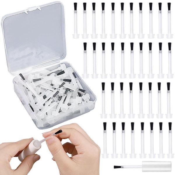 50pcs/box Replacement Nail Polish Brush Kit Plastic Nail Art Brush Set With Handle Disposable Nail Art Brushes Premium Soft Bristles Nail Brushes Nail Brush Nail Accessories Nail Design Kit Nail Tools