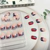 Tyuimhx 4th of July Press on Nails Short Square Independence Day Fake Nails Red White French Tip False Nails With Star Glitter Designs Acrylic Stick on Nails Patriotic Nails for Women 24Pcs