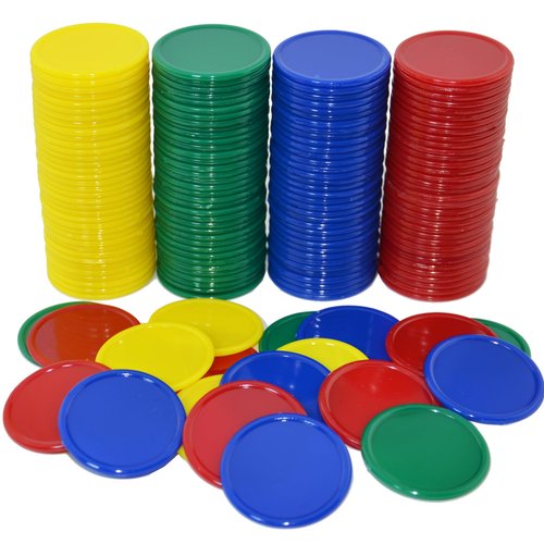 Smartdealspro Set of 160 Opaque 1 1/2 Inch Plastic Counting Counters Poker Chips with Box for Casino Card Games (160pcs 4 Color with Box)