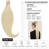 Caliee Long Ponytail Extension Real Hair 90G 22Inch 60A Platinum Blonde Hair Extensions Soft Silky Straight Clip on Wrap Around Ponytail Human Hair One Piece Hairpiece for Women