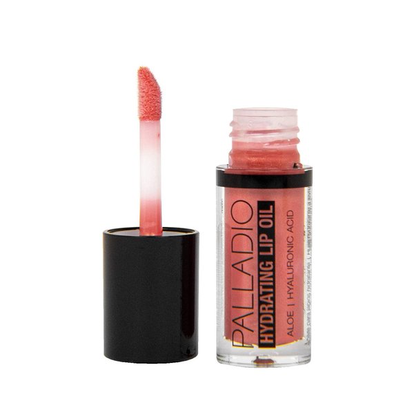 Palladio Hydrating Lip Oil Infused with Hyaluronic Acid, Non-Sticky Formula, Subtle shine with tinted sheer color, liquid lipstick, locks in moisture to prevent chapped lips 0.13 Oz. (FLY)